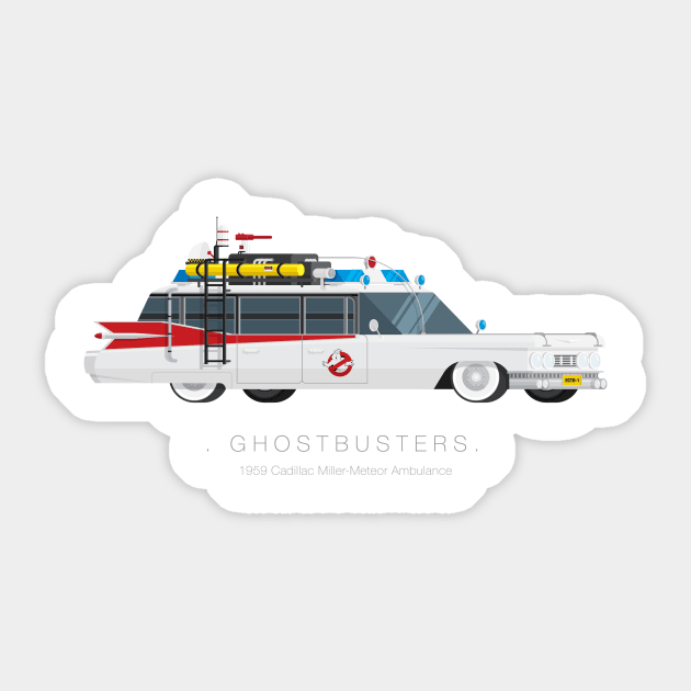 Ghostbusters - Famous Cars Sticker by Fred Birchal